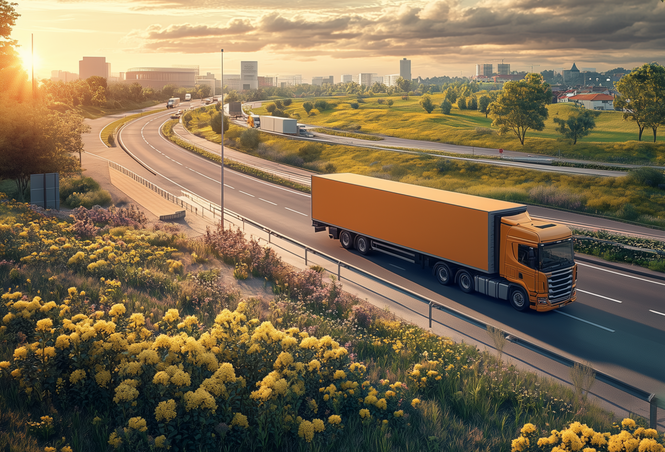 Gütertransport auf einer internationalen Fernstraße